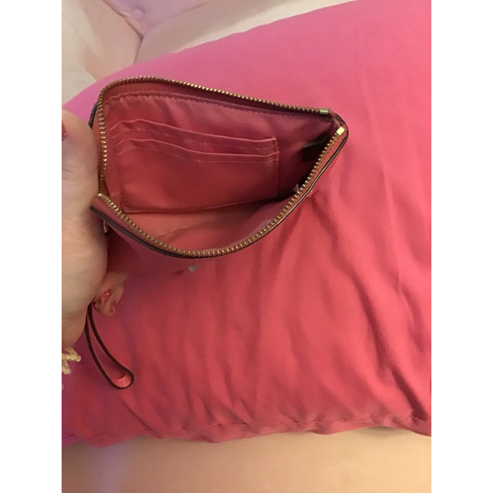 Women's Coach Pink Leather Wristlet with Gold Hardware - Picture 13 of 14